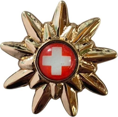 Produktbild TopSpirit Pin Edelweiss gold CH-Kreuz