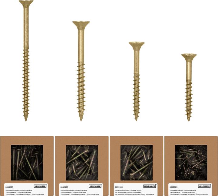 Actual product image Helpmate Universalschrauben Mix Pack, gelb passiviert, PZ-Antrieb, 840 Stück (840 Screws per piece)