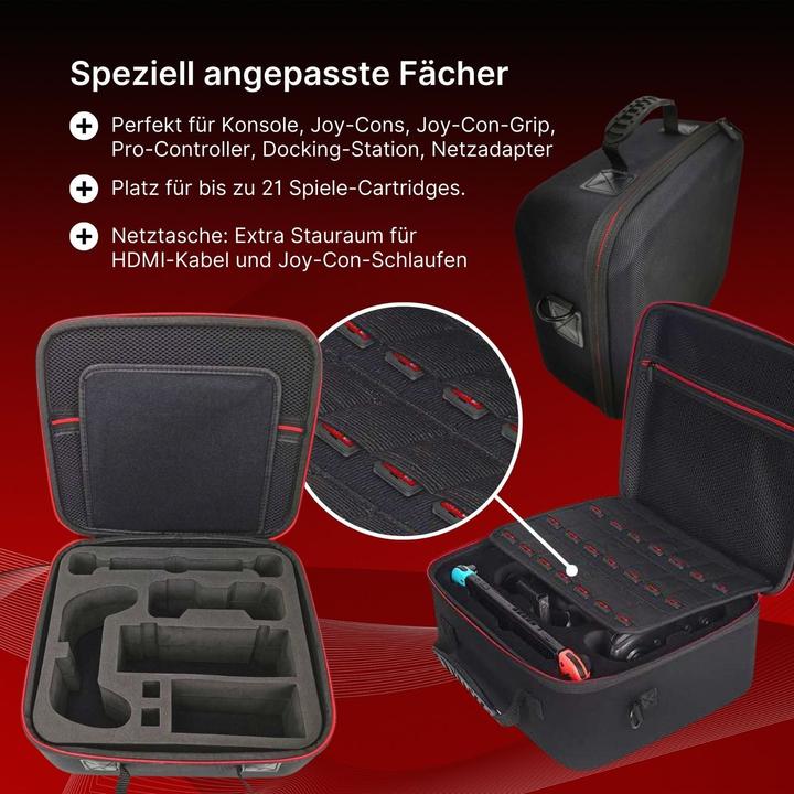 Immagine prodotto Hermex Custodia per Nintendo Switch e accessori Scatola per il trasporto Custodia per il viaggio Custodia (Switch, Switch Lite, Switch OLED)