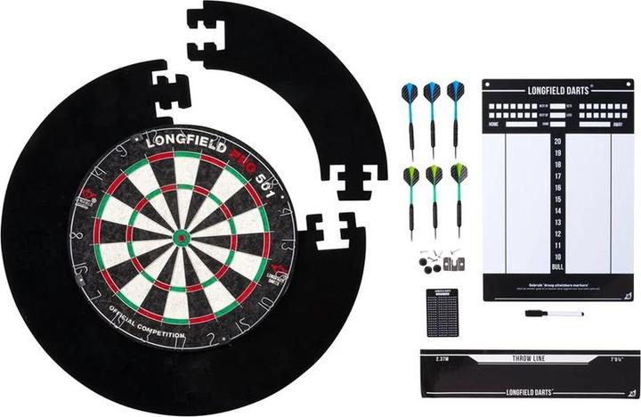 Longfield Darts Longfield Darts-Turnier Dartboard mit Zubehör schwarzer 8-teiliger (065026)