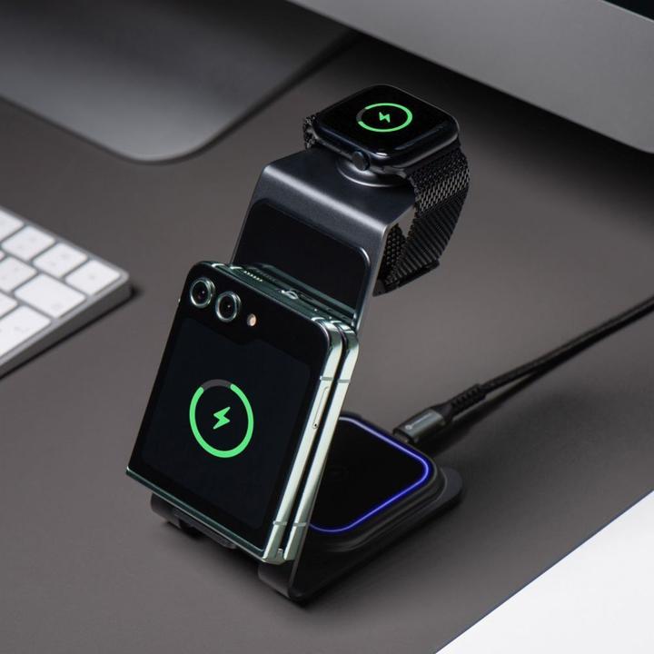 Image du produit Forcell Ładowarka Ładowarka 3w1 F-Energy Simply Charge do Apple/Samsung szara (15 W, 3 ports)