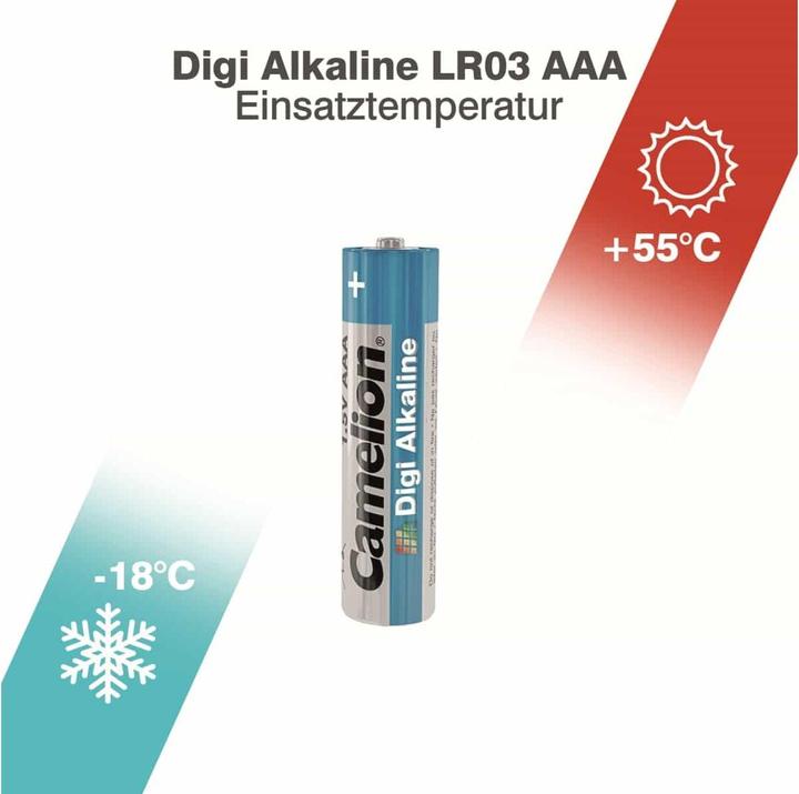 Immagine prodotto Camelion 11210403 - Batterie alcaline Digi AAA / LR03, 4 pezzi, capacità 1250 mAh, ideali per la cifra (4 pz., AAA, 1250 mAh)