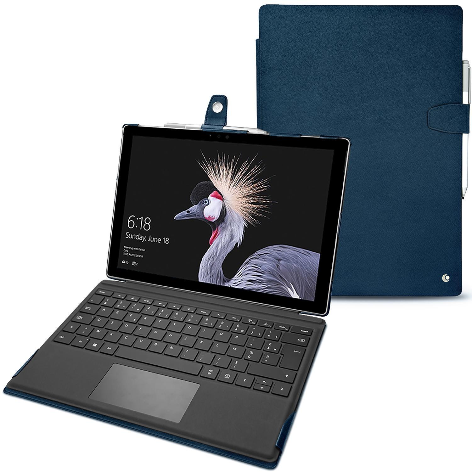 Noreve Lederschutzhülle (Surface Pro (2017)), Tablet Hülle, Blau