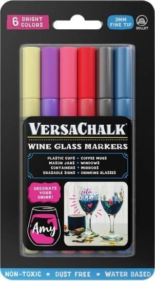 VersaChalk Weinglasmarkierer 6er Set mit 3 mm Spitze (6x)