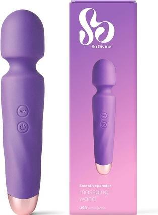 Actual product image So Divine Full Body Wireless Massage Device 10 Patterns Waterproof Portable Rechargeable Violet