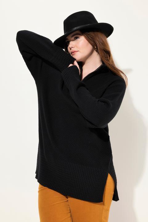 Actual product image Ulla Popken Knit Troyer Collar Long Sleeve Sweater (54)