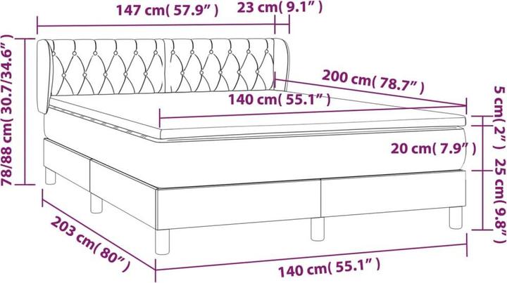Actual product image vidaXL Boxspringbett (140 x 200 cm)