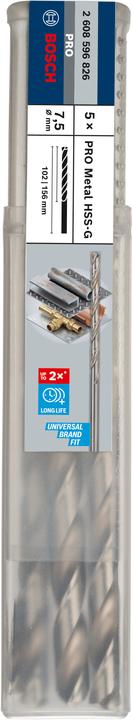 Actual product image Bosch Professional Zubehör PRO Metal HSS-G twist drill, 7.5 x 102 x 156 mm (7.5 mm)