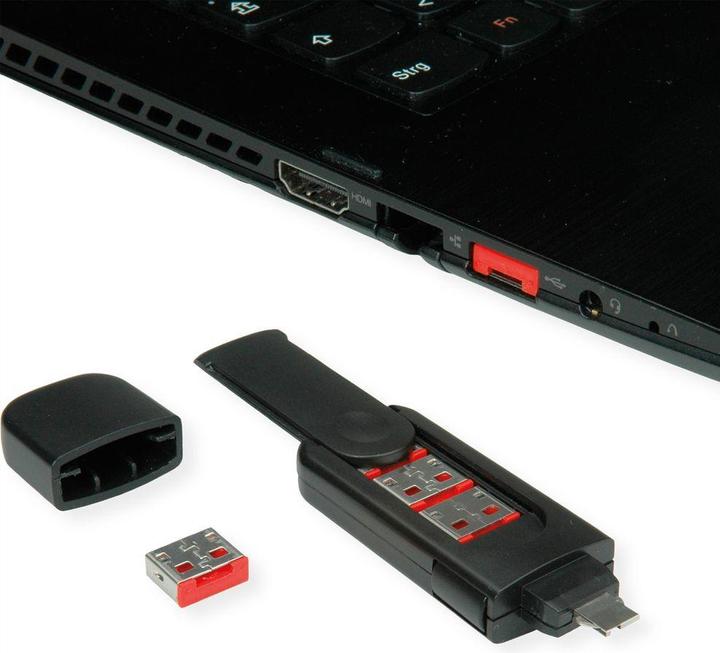 Actual product image Roline USB type A port blocker, 4x lock and 1x key