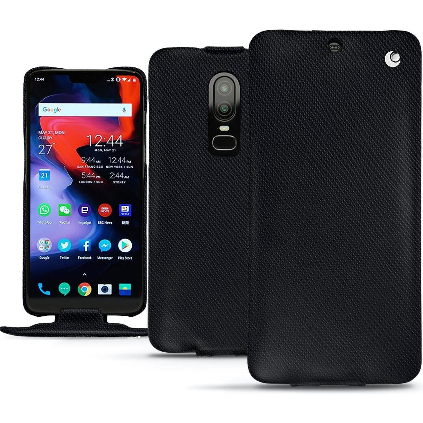 Noreve Lederschutzhülle vertikal (OnePlus 6), Smartphone Hülle, Schwarz