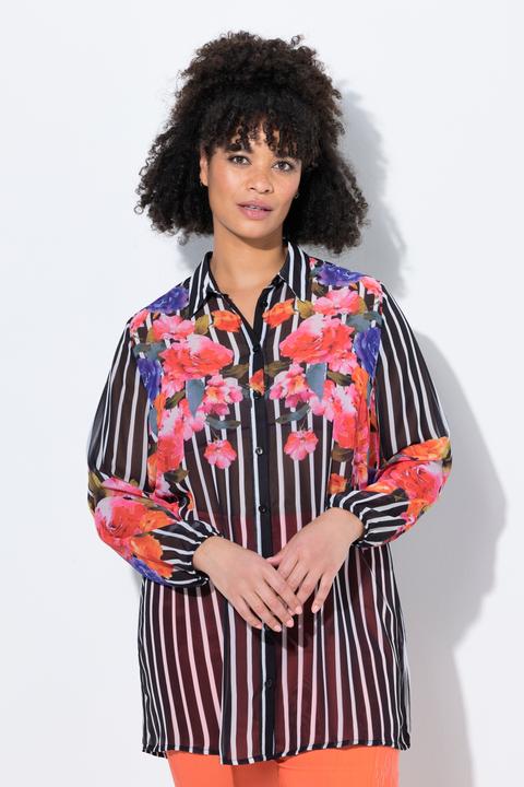 Produktbild Miamoda Bluse, A-Linie, Chiffon, Streifen/Blüten (48)