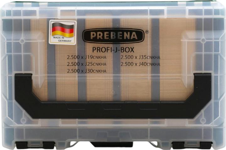 Produktbild Prebena 2XR-J50 Druckluftnagler 4,0 - 7,0 Bar + PROFI-J-BOX Stauchkopfnägel Brads 12500 Stk. +