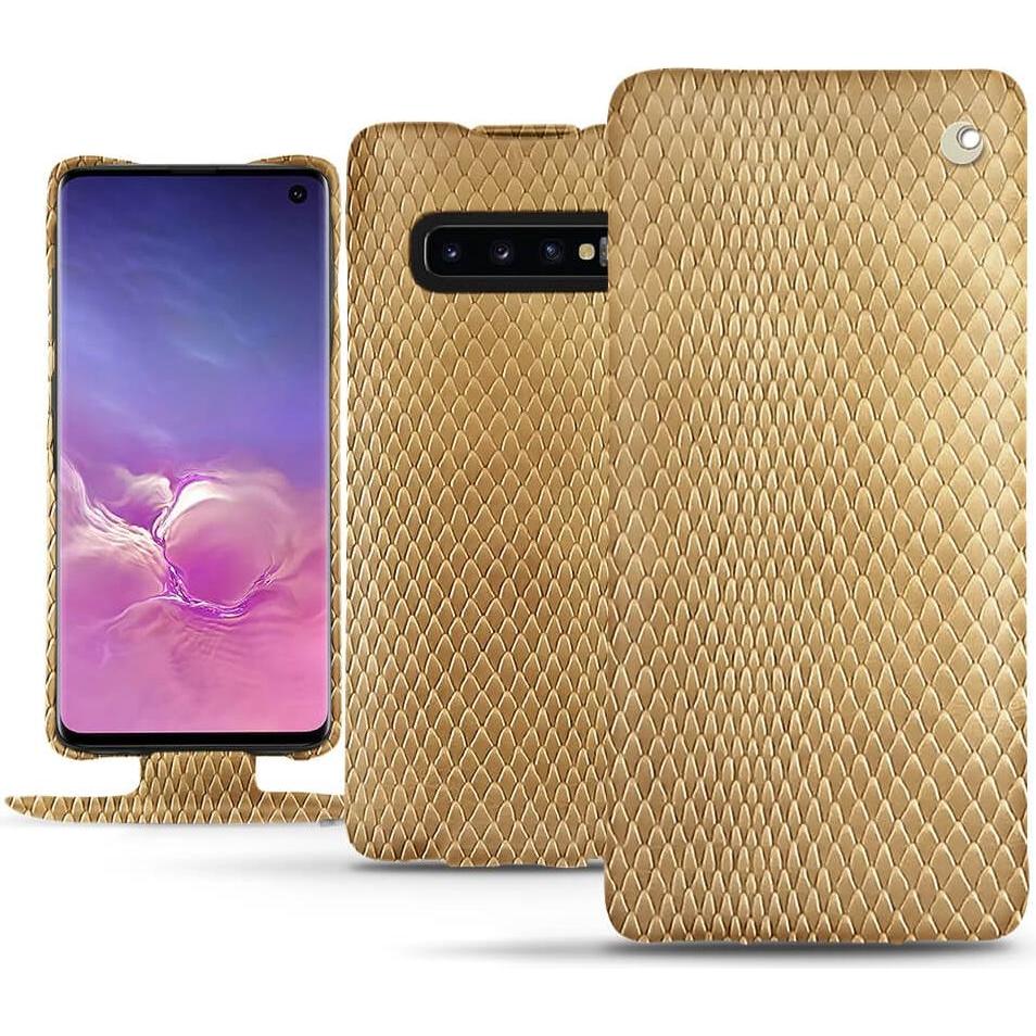 Noreve Lederschutzhülle vertikal (Samsung Galaxy S10), Smartphone Hülle, Beige