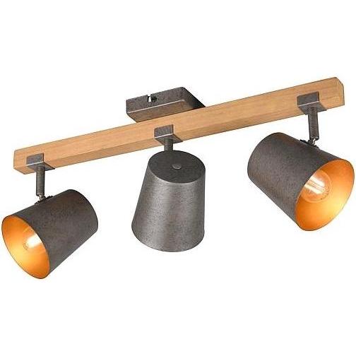 Trio, Wandleuchte + Deckenleuchte, 3er Spot Holz-Deko met/ni/ antik gold 801900367, 801900367 (E14)