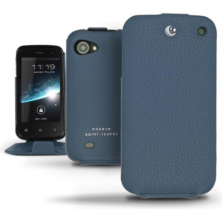 Noreve Lederschutzhülle vertikal (Wiko Cink Slim), Smartphone Hülle, Blau