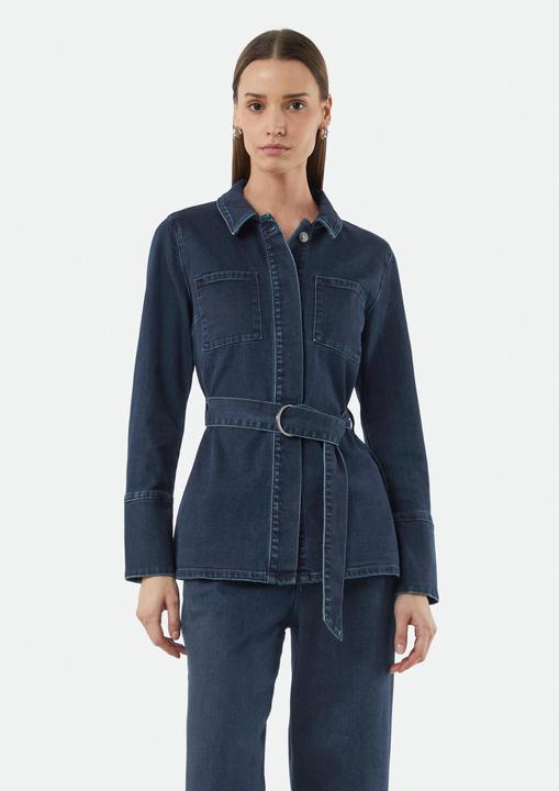 Actual product image Comma Indoor-Jacke Elegante Denimjacke mit Umlegekragen und Bindegürtel (34)