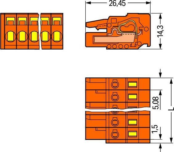 Actual product image Wago MCS-MIDI 5.08mm terminal block plug,12P