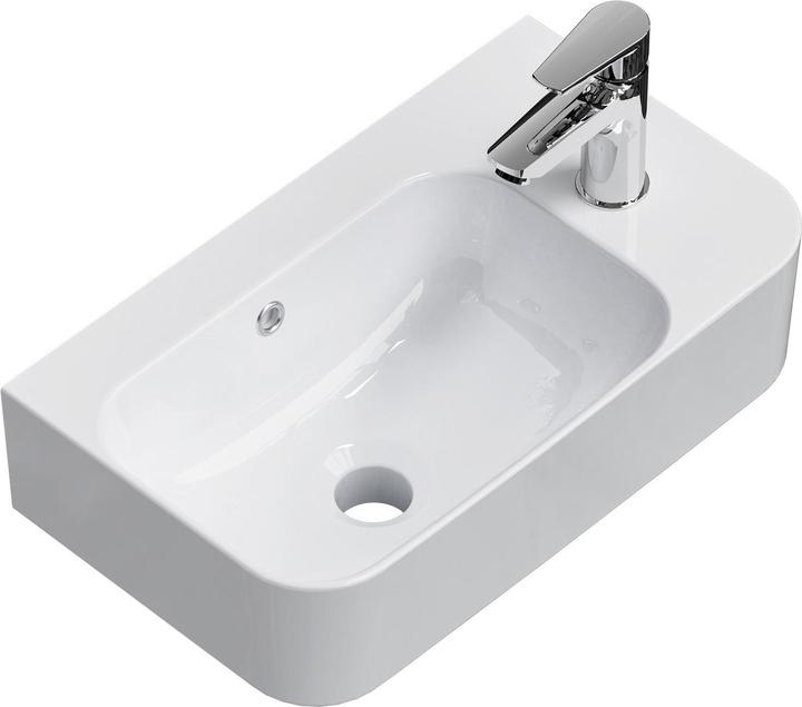 Produktbild Emke Wandwaschbecken 450 x 265 x 156 mm, Rechteckig, Keramik, Hahnloch links, Strahlend weiss (265 mm, 450 mm)