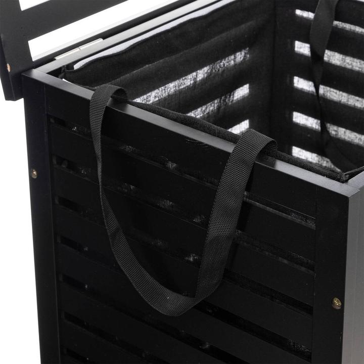 Produktbild JTI Schwarzer Wäschekorb aus Holz - 65 Liter (65 l)