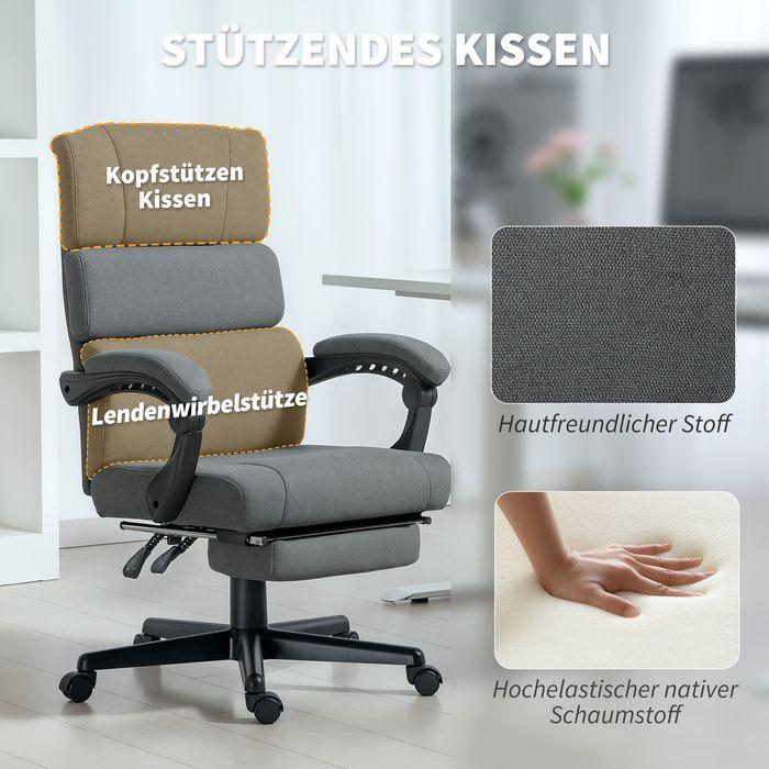Produktbild Swisshandel24 Gepolsterter Bürostuhl mit Samt-Optik, höhenverstellbar, rollbar, Grau (43.50 - 53.50 cm)