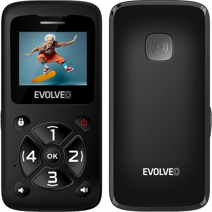 Evolveo EasyPhone ID, mobile phone for seniors, black (2G)