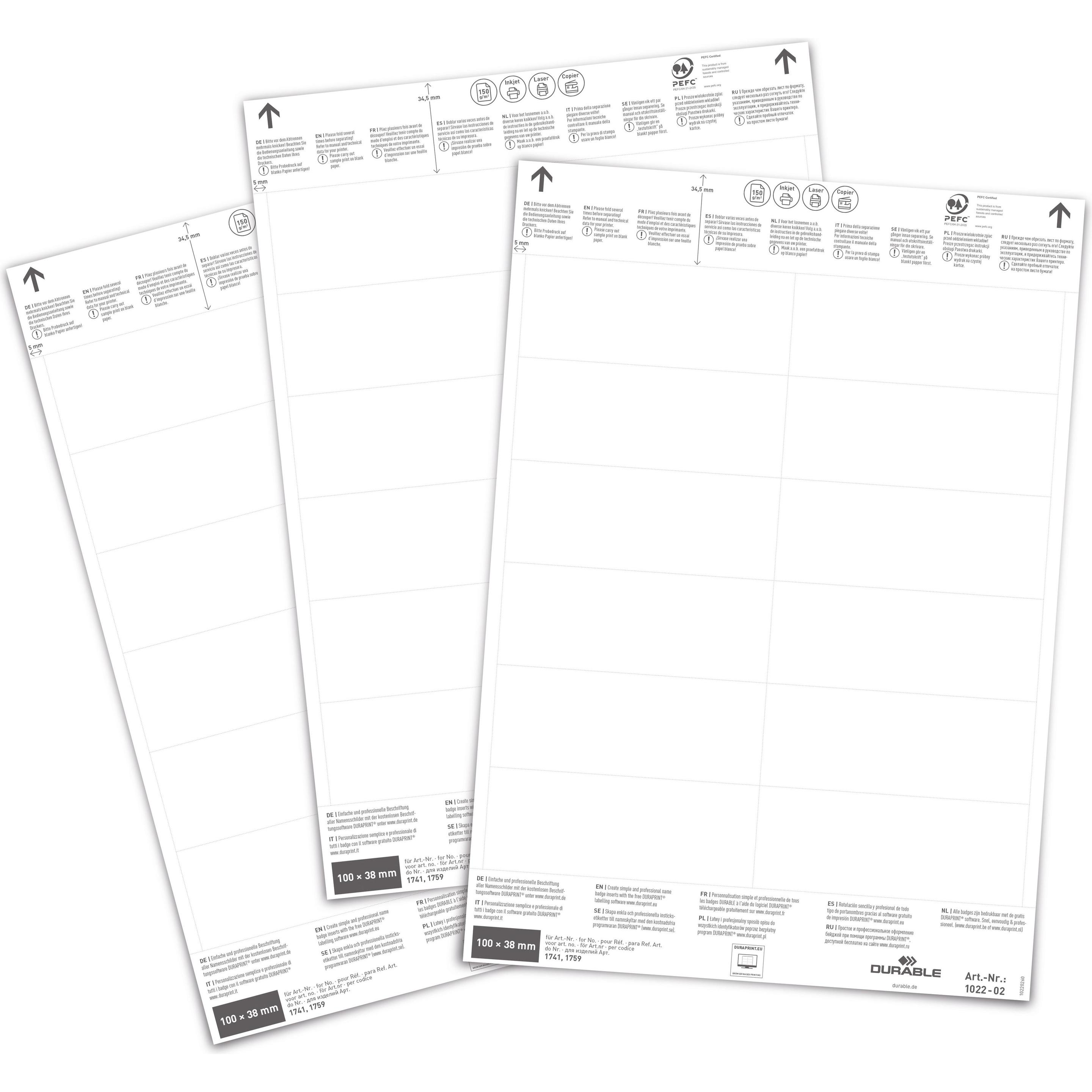 Durable, Informationsschild, Einsteckschilder für Logistiktaschen 100 x 38 mm