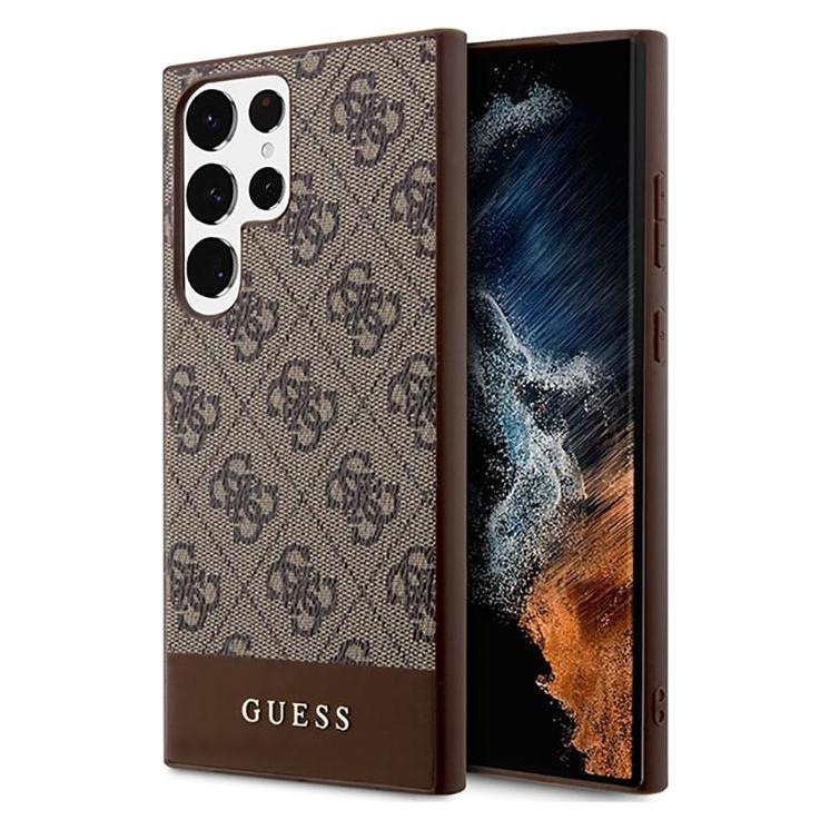 Guess 4G Stripe Collection Case Für Samsung Galaxy S23 Ultra - Brown (Samsung Galaxy S23 Ultra), Smartphone Hülle, Braun