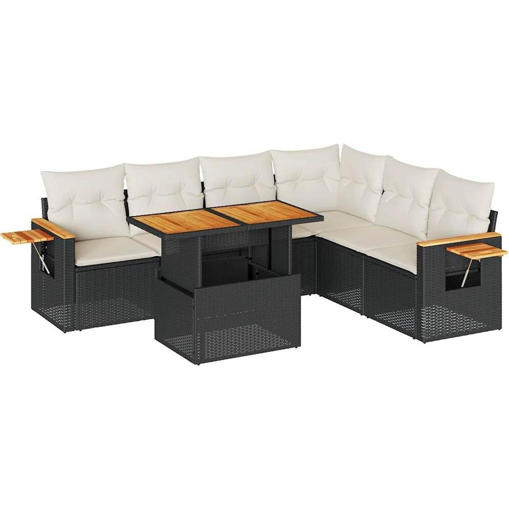 VidaXL, Gartenlounge, 6-tlg. Garten-Sofagarnitur mit Kissen Schwarz Poly Rattan