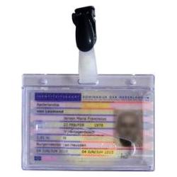 Thumbnail - pavo, Informationsschild, Namensschild, mit Clip, 54 x 86 mm, transparent