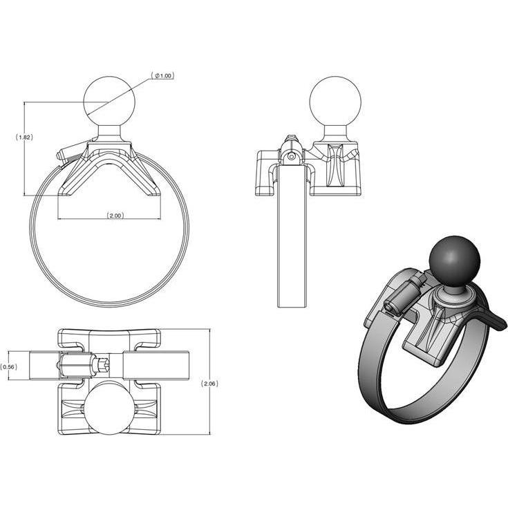 Thumbnail - Rammount RAM Rohrbride-Montagebasis, Smartphone Halterung, Schwarz