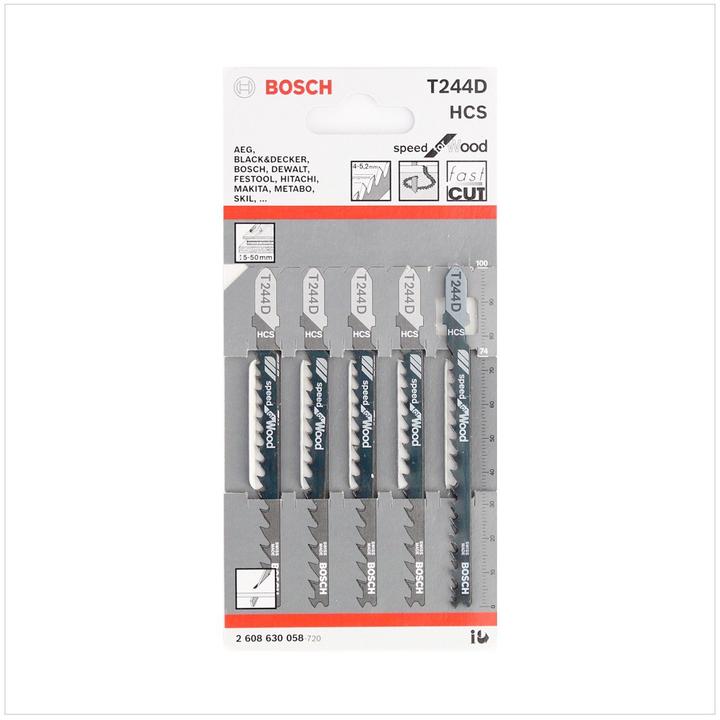 Produktbild Bosch Professional Zubehör Stichsägeblatt T 244 D Speed for Wood, 5er-Pack