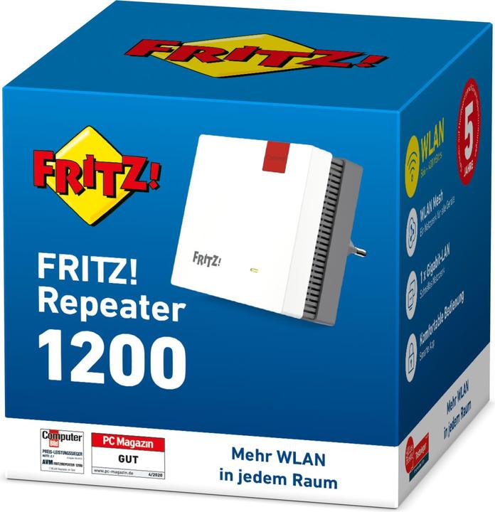 Produktbild AVM FRITZ!Repeater 1200 WLAN Mesh (866 Mbit/s, 400 Mbit/s)