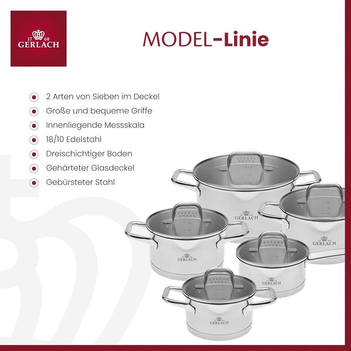 Produktbild Gerlach Induktionstopf-Set (5-teilig) (Pfannenset + Topfset, Edelstahl)
