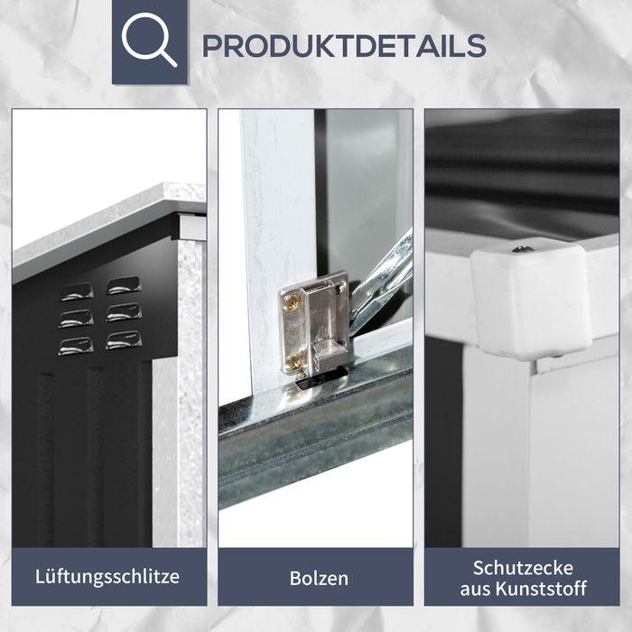 Produktbild Swisshandel24 Mülltonnenbox Müllbox abschliessbar für 2 Mülltonnen Stahl 178,5x104,5x128,5/113cm Schwarz