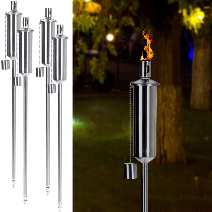 Produktbild ProGarden 4er-Set Ã–l-Gartenfackel aus Edelstahl