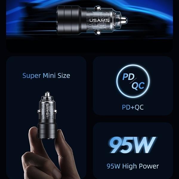 Image du produit Usams Ład. sam. C36 USB+USB-C 95W Fast Charge czarny/black CC176CC01 (US-CC176)