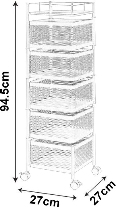 Actual product image En.Casa Sunndal trolley with 5 levels 94.5x27x27cm Black