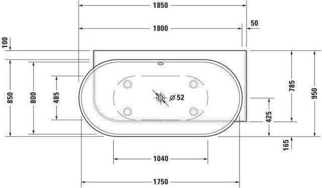Produktbild Duravit Badewanne LUV 1850x950mm Ecke re 2 Rückenschrägen weiss (252 l, 185 cm, 95 cm)