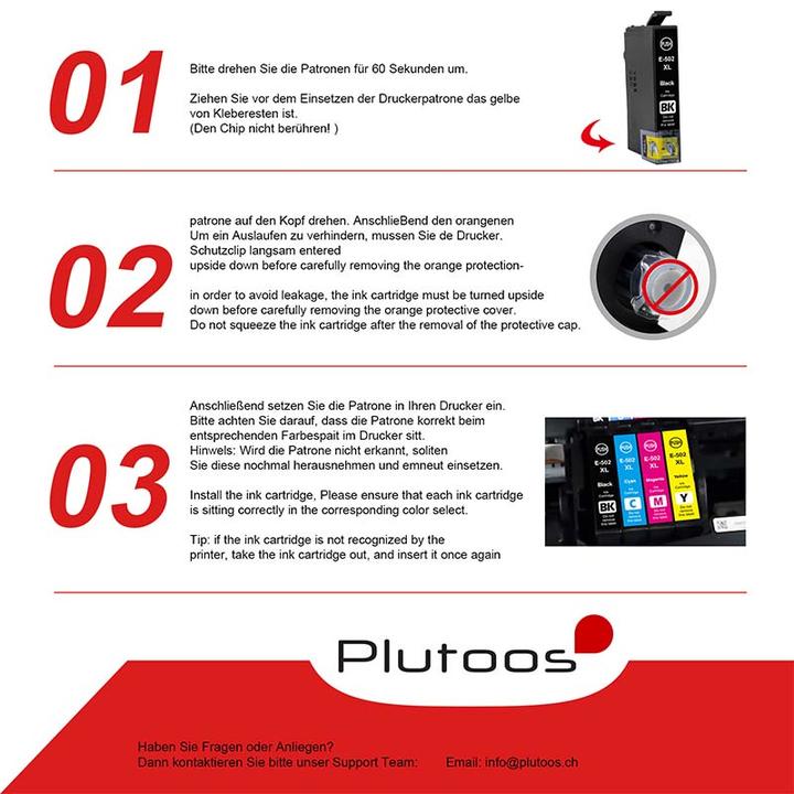 Produktbild Plutoos Epson 502XL Patrone XXL kompatibel, 4er Farbset (BK, C, M, Y)