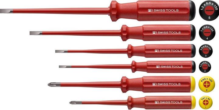 Productafbeelding PB Swiss Tools Schroevendraaiersets (Phillipps kruissleuf (PH), Schroeven met sleufkop)