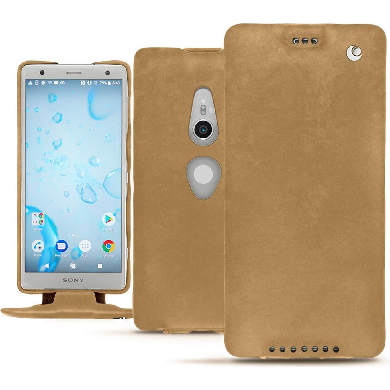 Thumbnail - Noreve Lederschutzhülle vertikal (Sony Xperia XZ2), Smartphone Hülle, Braun