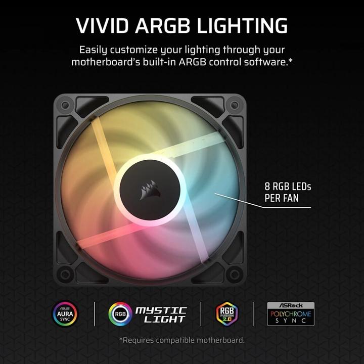 Image du produit Corsair PC-Lüfter R5 120-R ARGB Schwarz, Beleuchtung: Ja (120 mm, 3 x)