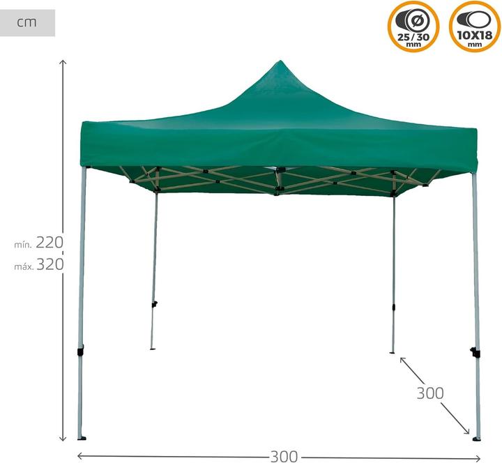 Actual product image Aktive Arbour Flexible Adjustable height Steel Polyester 420D Oxford green 300 x 320 x 300 cm (300 cm, 320 cm)