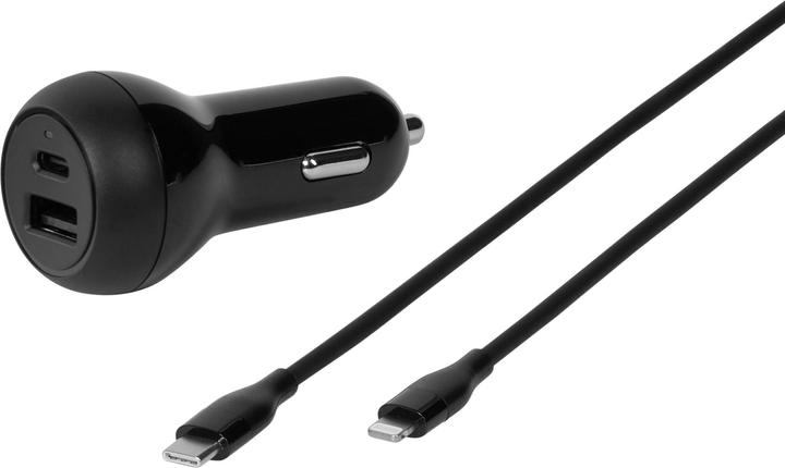 Produktbild Vivanco 32W MFI PD3.0 KFZ Dual Ladegeraet mit 1,20m USB Type-C auf Lightning Kabel, schwarz