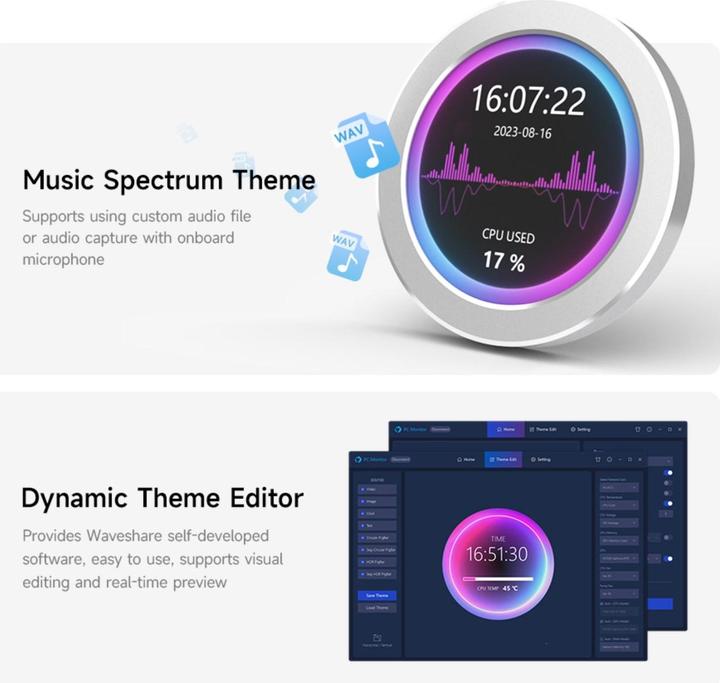 Actual product image WaveShare 2.8inch USB monitor B with IPS panel 480x480