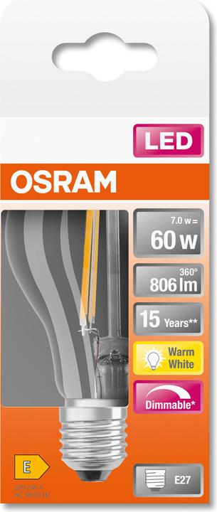 Actual product image Osram Retrofit Classic A (E27, 8.50 W, 806 lm, 1 x, F)