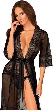 Produktbild Obsessive Langer Morgenmantel mit Pünktchen und Spitze (M, L)