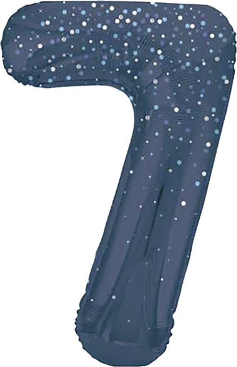 Unique Blauer stehender Folienballon Zahl 7
