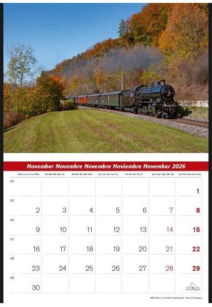 Produktbild Schweizer Eisenbahn 2026 (31.5 x 25 cm, Deutsch, Französisch, Italienisch, Englisch)