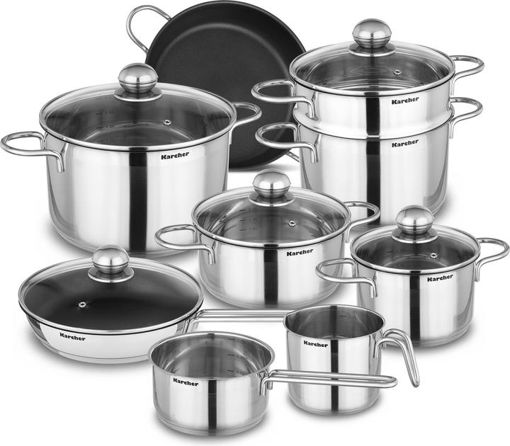 Karcher Jette (16 cm, Ensemble de casseroles et de poêles de cuisson, Acier inoxydable)